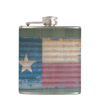 Rustic Peeling Lone Star Texas Flag Heupfles