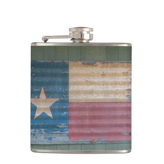 Rustic Peeling Lone Star Texas Flag Heupfles (Voorkant)