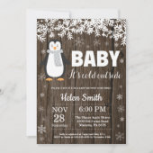Rustic Penguin Winter Baby shower Kaart (Voorkant)