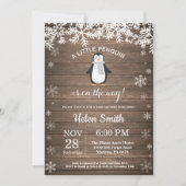 Rustic Penguin Winter Snowflake Baby shower Kaart (Voorkant)