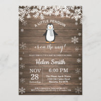 Rustic Penguin Winter Snowflake Baby shower