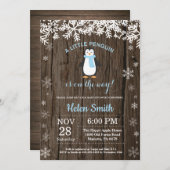 Rustic Penguin Winter Snowflake Boy Baby shower Kaart (Voorkant / Achterkant)