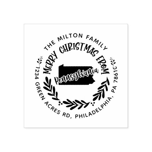 rustic pennsylvania merry kerstrede rubberstempel (Afrduk)