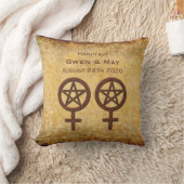 Rustic Pentacle Lesbian Handfasting Gift Pillow Kussen (Deken)
