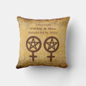 Rustic Pentacle Lesbian Handfasting Gift Pillow Kussen (Achterkant)