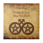 Rustic Pentacle Pagan Gay Handfasting Gift Tegel Tegeltje (Voorkant)