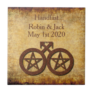 Rustic Pentacle Pagan Gay Handfasting Gift Tegel Tegeltje