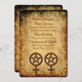 Rustic Pentacles Lesbian Handfasting Uitnodiging (Voorkant / Achterkant)