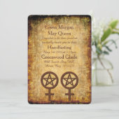 Rustic Pentacles Lesbian Handfasting Uitnodiging (Staand voorkant)