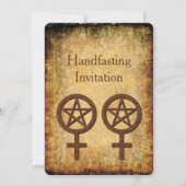 Rustic Pentacles Lesbian Handfasting Uitnodiging (Achterkant)