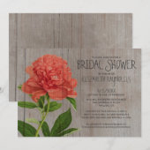 Rustic Peonies Bridal Shower Invitations Kaart (Voorkant / Achterkant)
