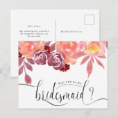 Rustic Peonies Bridesmaid Invitation Briefkaart (Voorkant / Achterkant)