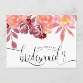 Rustic Peonies Bridesmaid Invitation Briefkaart (Voorkant)