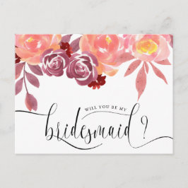 Rustic Peonies Bridesmaid Invitation Briefkaart