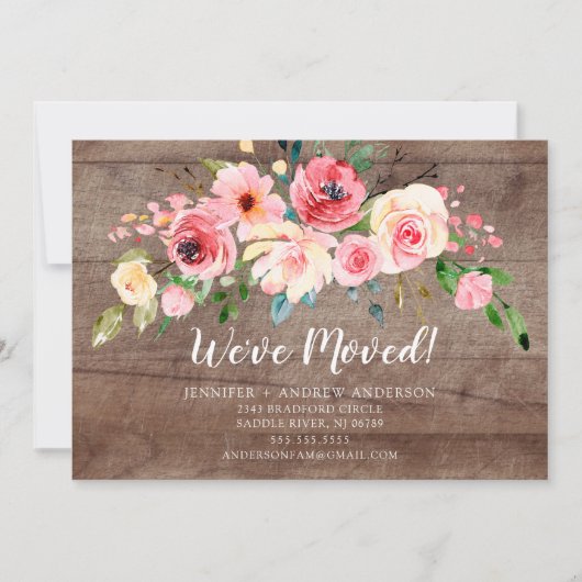 Rustic Peonies Floral Moving Announding Kaart (Voorkant)