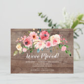 Rustic Peonies Floral Moving Announding Kaart (Staand voorkant)