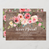 Rustic Peonies Floral Moving Announding Kaart (Voorkant / Achterkant)