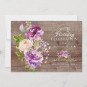 Rustic Peonies Floral Verjaardag Uitnodiging (Voorkant)