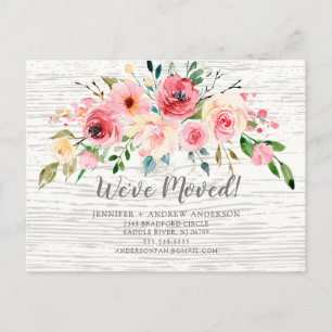 Rustic Peonies Roos Floral Moving Announding Aankondigingskaart