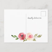 Rustic Peonies Roos Floral Moving Announding Aankondigingskaart (Achterkant)