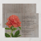 Rustic Peonies Wedding Invitations Kaart (Voorkant / Achterkant)