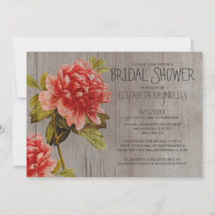 Rustic Peony Bridal Shower Invitations Kaart