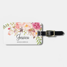Rustic Peony Floral Bridesmaid Bagagelabel