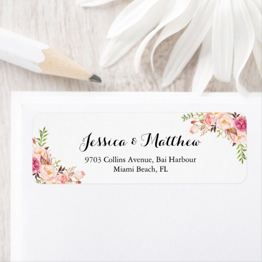 Rustic Peony Floral Personalized Wedding Etiket (Insitu)