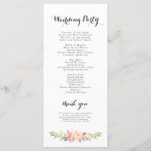 Rustic Peony Floral Programmakaart (Achterkant)