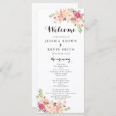 Rustic Peony Floral Programmakaart (Voorkant / Achterkant)