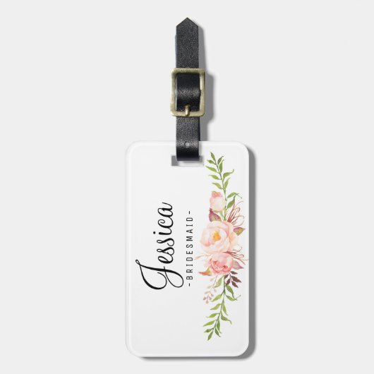 Rustic Peony Floral team bride Bagagelabel (Voorkant verticaal)