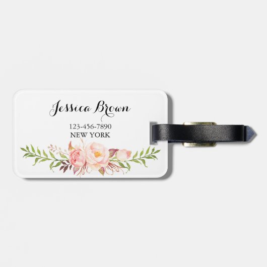 Rustic Peony Floral team bride Bagagelabel (Achterkant horizontaal)