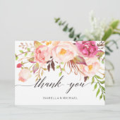 Rustic Peony Floral Wedding Bedankt (Staand voorkant)