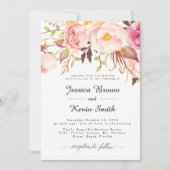 Rustic Peony Floral Wedding Invitation-3 Kaart (Voorkant)