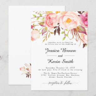Rustic Peony Floral Wedding Invitation-3 Kaart