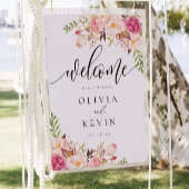 Rustic Peony Floral Welcome Sign Poster