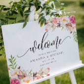 Rustic Peony Floral Welcome Wedding Sign Poster