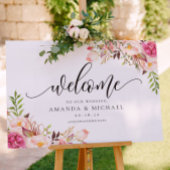 Rustic Peony Floral Welcome Wedding Sign Poster