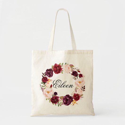 Rustic Peony Floral Wreath Wedding Welcome Tote Bag (Voorkant)