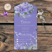 Rustic Peri Flowers & Butterfly Paars Dinner All In One Uitnodiging