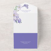 Rustic Peri Flowers & Butterfly Paars Dinner All In One Uitnodiging (Buitenkant)