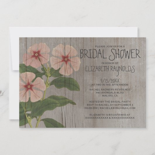 Rustic Periwinkle Bridal Shower Invitations Kaart (Voorkant)