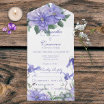 Rustic Periwinkle Flowers & Butterfly White Dinner All In One Uitnodiging<br><div class="desc">Dit ontwerp is voorzien van prachtige periwinkle-bloemen met groen. De voorflap bevat een delicate vlinder. De gepersonaliseerde alle-in-één uitnodigingen zijn een unieke combinatie van zowel een prachtig gedrukte douaneverzoeken met een gemakkelijk om geperforeerd briefkaart af te breken RSVP. En ze zijn zo makkelijk te gebruiken! Je vouwt gewoon, en sluit...</div>