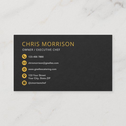 Rustic Personal Chef Catering Knife Visitekaartje (Achterkant)