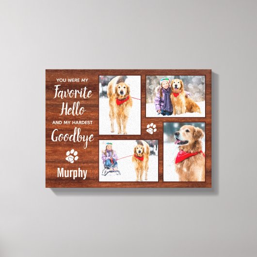 Rustic Personal Pet Memorial Photo Collage Dog Canvas Afdruk (Voorkant)