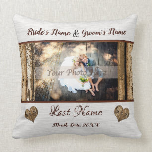 Rustic Personal Wedding Photo Gifts, bruiloft Kussen
