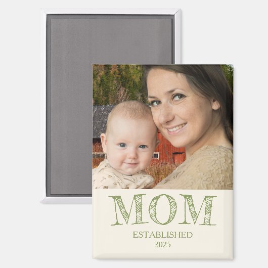 Rustic Personalize Name Year Established Mom Gift Magneet (Voorkant / Achterkant)