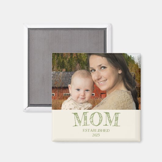 Rustic Personalize Name Year Established Mom Gift Magneet (Voorkant / Achterkant)