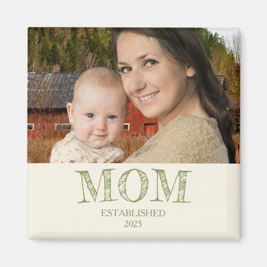 Rustic Personalize Name Year Established Mom Gift Magneet (Voorkant)