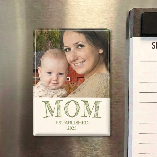 Rustic Personalize Name Year Established Mom Gift Magneet